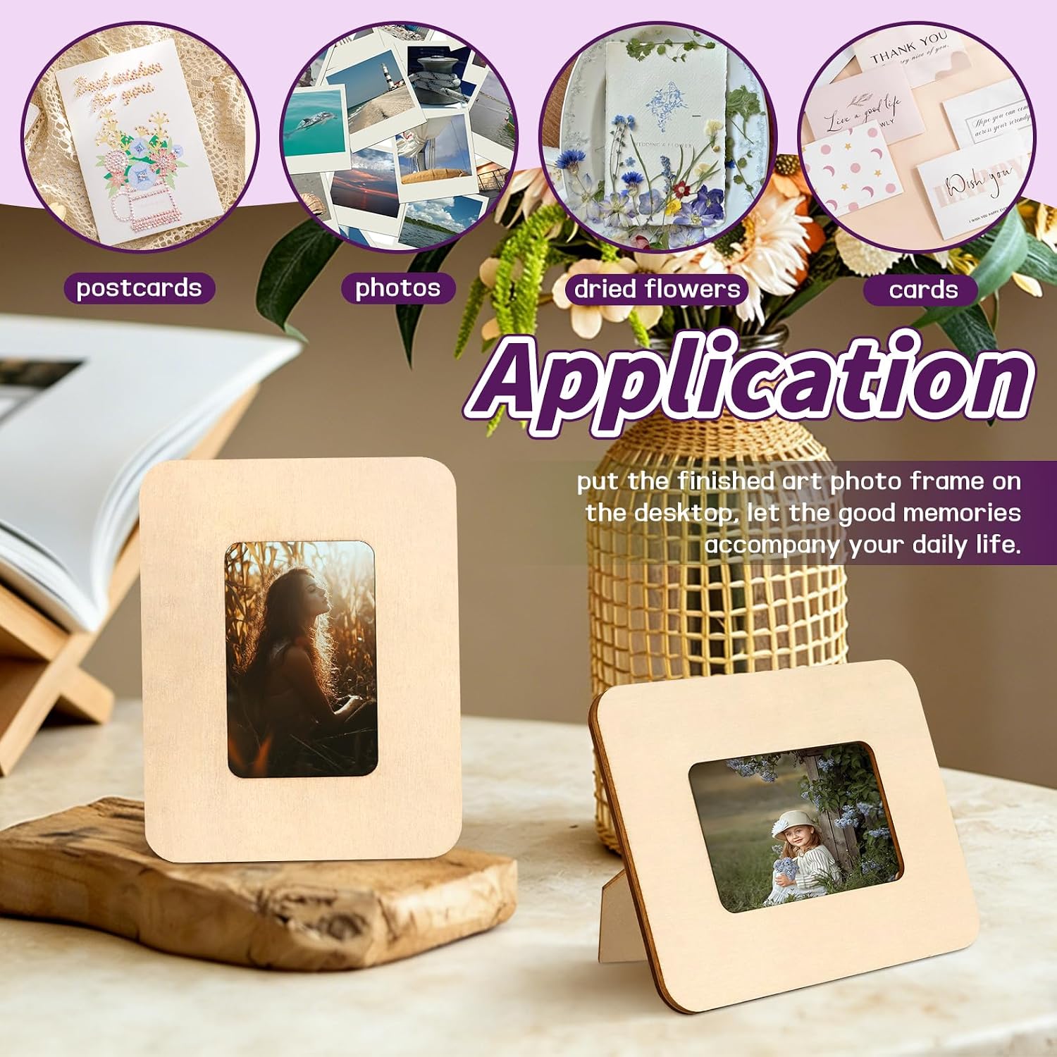 VOKOY 30 Pack Small Wooden Picture Frames for Crafts, 2" x 3" Photos DIY Wood Picture Frame Mini Unfinished Standing Photo Frames Crafts Wood Decorate for Mother's Day Birthday Party Gifts