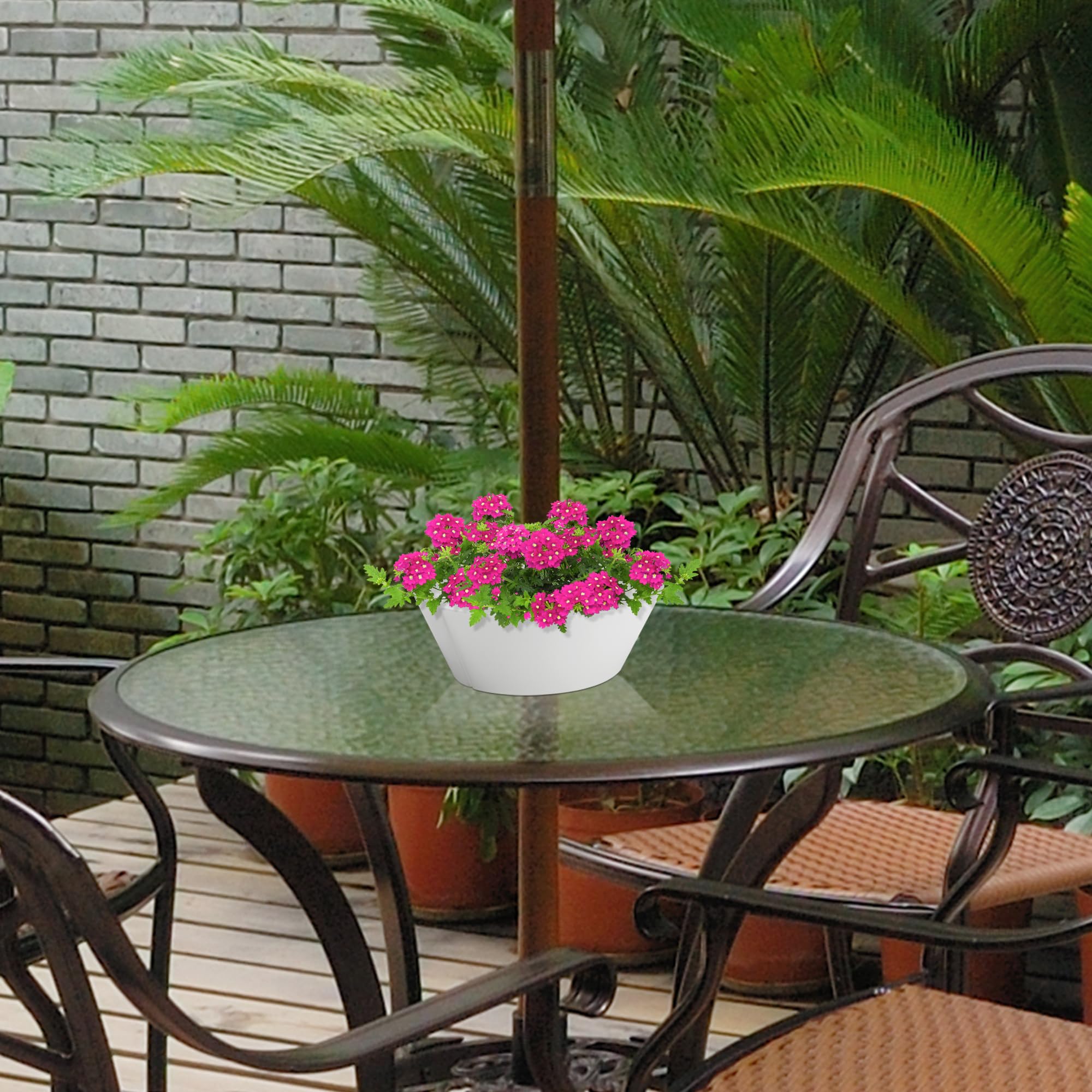 2 piece patio table umbrella planter Amazon.com : EBaokuup Umbrella Planter-Patio Table Flower Pot with Umbrella  Hole-White Half-Circle Planter Pots for Indoor Outdoor Patio Table Garden  Home Plants : Patio, Lawn & Garden