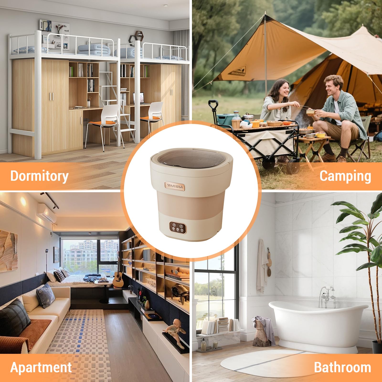 12L Portable Washing Machine with Spin Dryer, Mini Washing Machine with 2 Cleaning Modes & Touchscreen One-Button Operation, Small Washer for Underwear Baby Clothes Socks for Apartment Dorm Camping -A — view 8