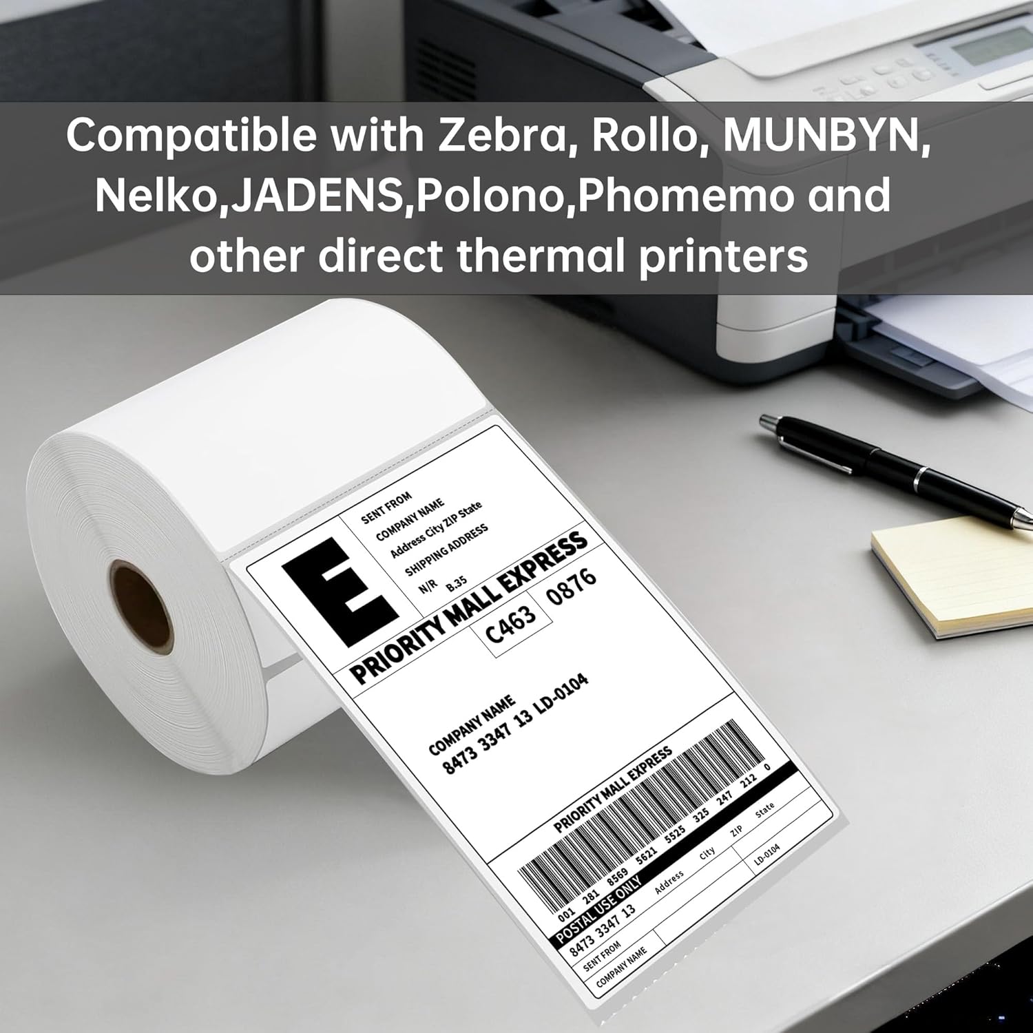 4000 4x6 Thermal Shipping Labels 500/Roll, HUOJI 4x6 Thermal Labels Roll Compatible with Rollo, Zebra, MUNBYN Printers, Commercial Grade(FBM)