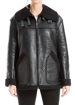 Max Studio Women's Faux Leatherette Zip Front Jacket, Black