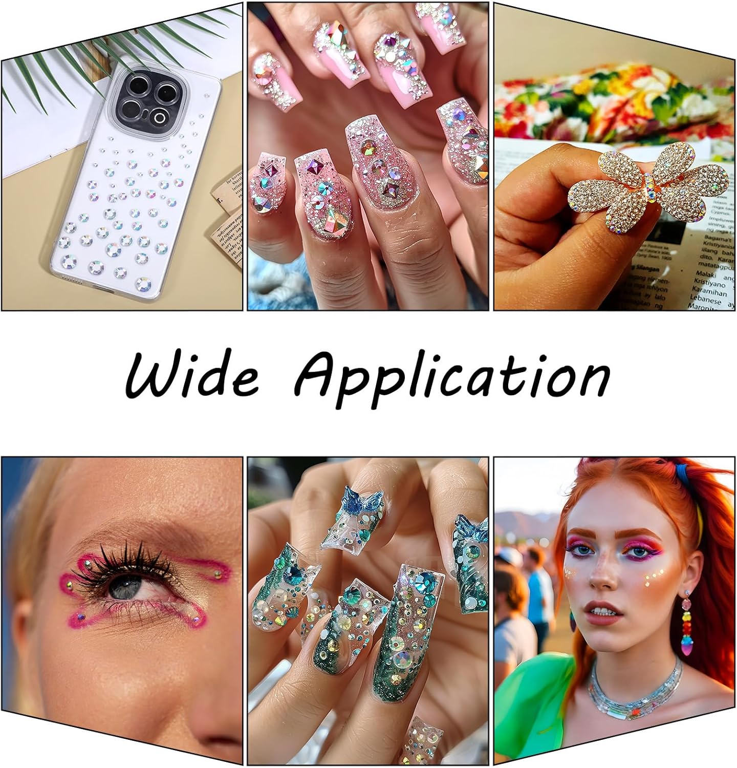 1982 PCS Face Gem Stickers, Self-Adhesive Bling Hair Gems Clear AB Diamond Sticker 6 Sizes Face Rhinestones Gems Jewels Stickers for Women Girls Hair Body Makeup Clothes DIY Crafts Decorations - Image 6