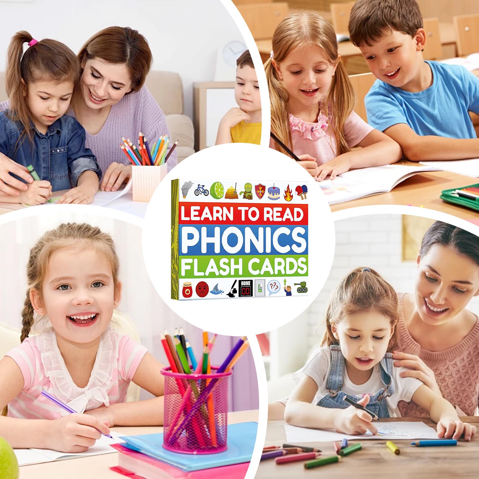Phonics Set gioco di carte per l'apprendimento 'inglese | gioco e divertimento per bambini e adulti | Impara a leggere fonemi e parole | Connessioni consonanti CVC per consonanti a lunga vocale, 1