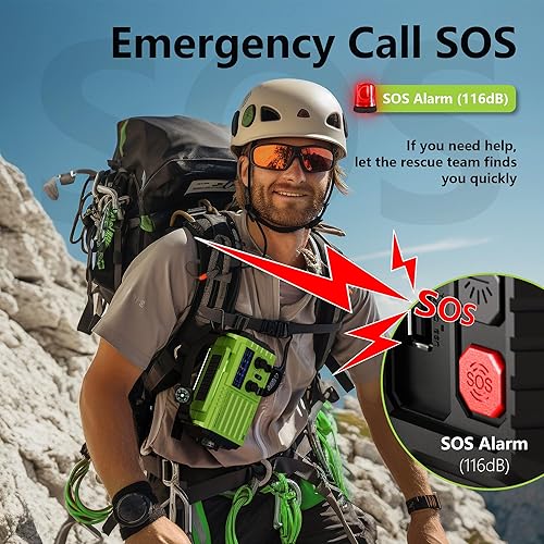 Miniatura 6 de Mesqool Radio de emergencia alimentada por 5 vías, 5000 mAh18500 mWh, manivela solar de supervivencia, portátil, radio meteorológica NOAAAMFMSW,