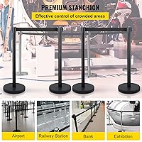 Vista 2 de VEVOR Juego de puntal de control de multitudes, juego de puntales con cinturón retráctil negro de 6.6 pies, barrera de control de multitudes negra