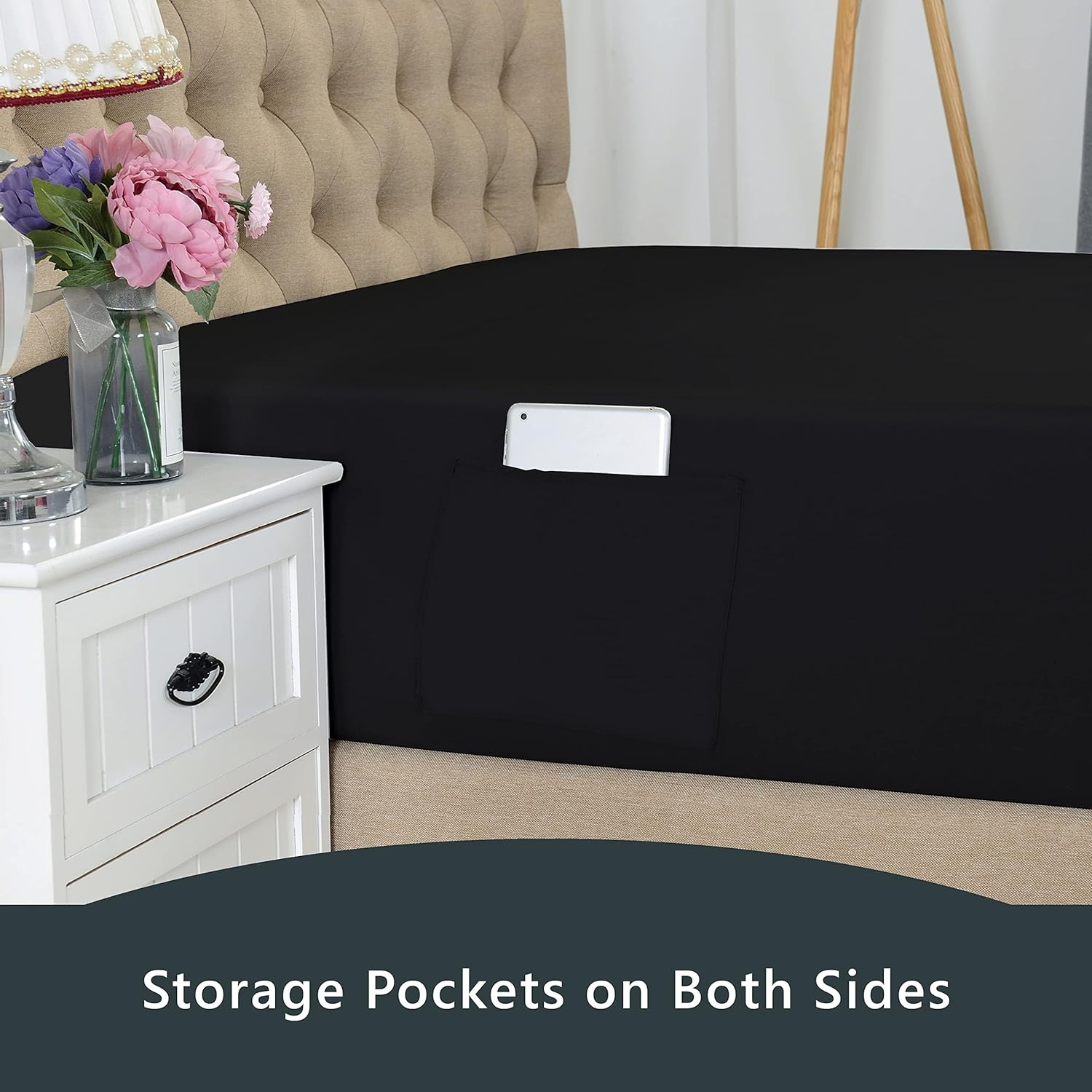 Elegant Comfort Premium Hotel Quality Extra Deep Pocket 18" - 21" Single Fitted Sheet for High Mattress, Luxury & Softest 1500 Thread Count Egyptian Quality Smart Pocket, King, Black : Home & Kitchen