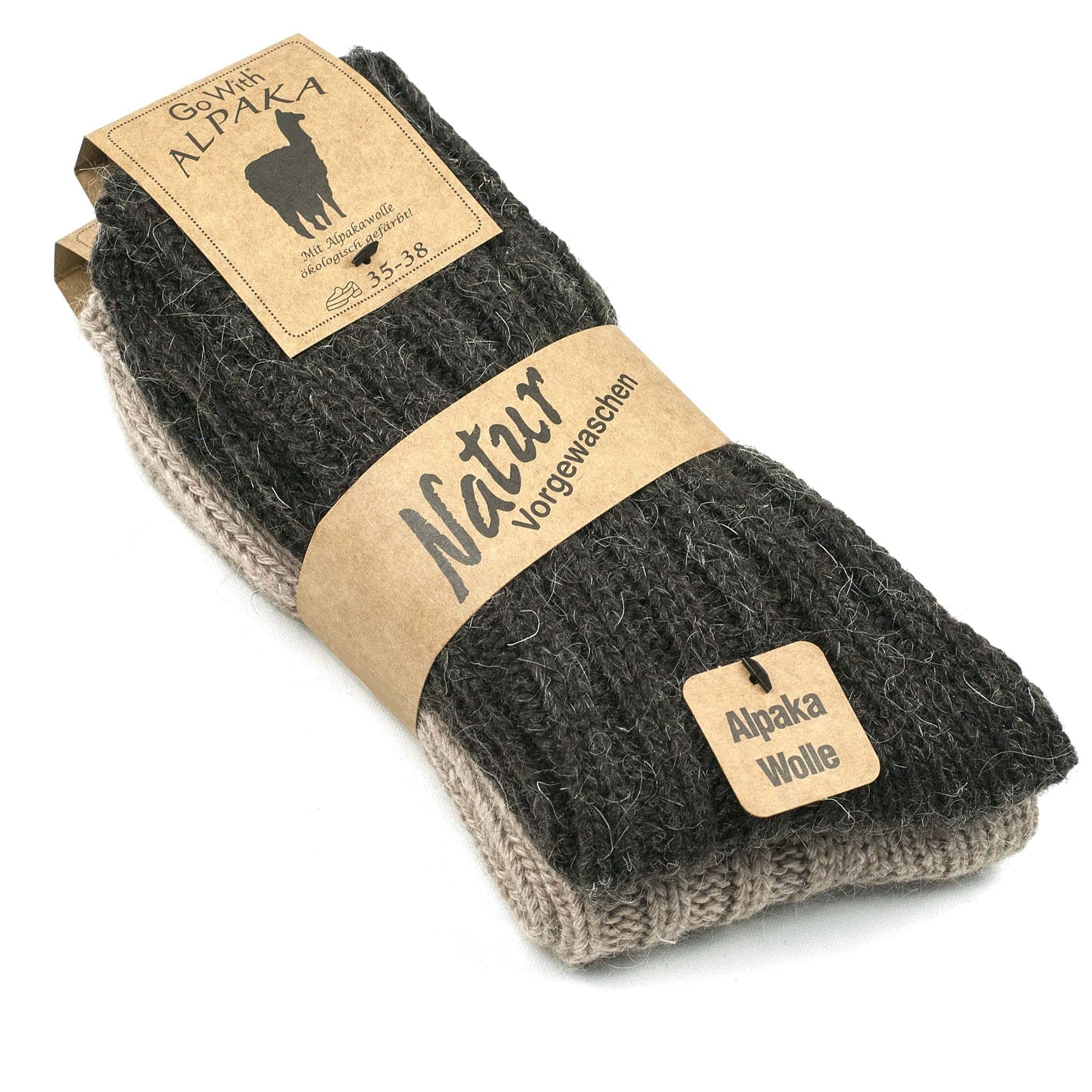 GoWith Alpaca Wool Socks, extra thick 2 pairs multipack for men & women, natural thermal soft wool cosy warm winter socks