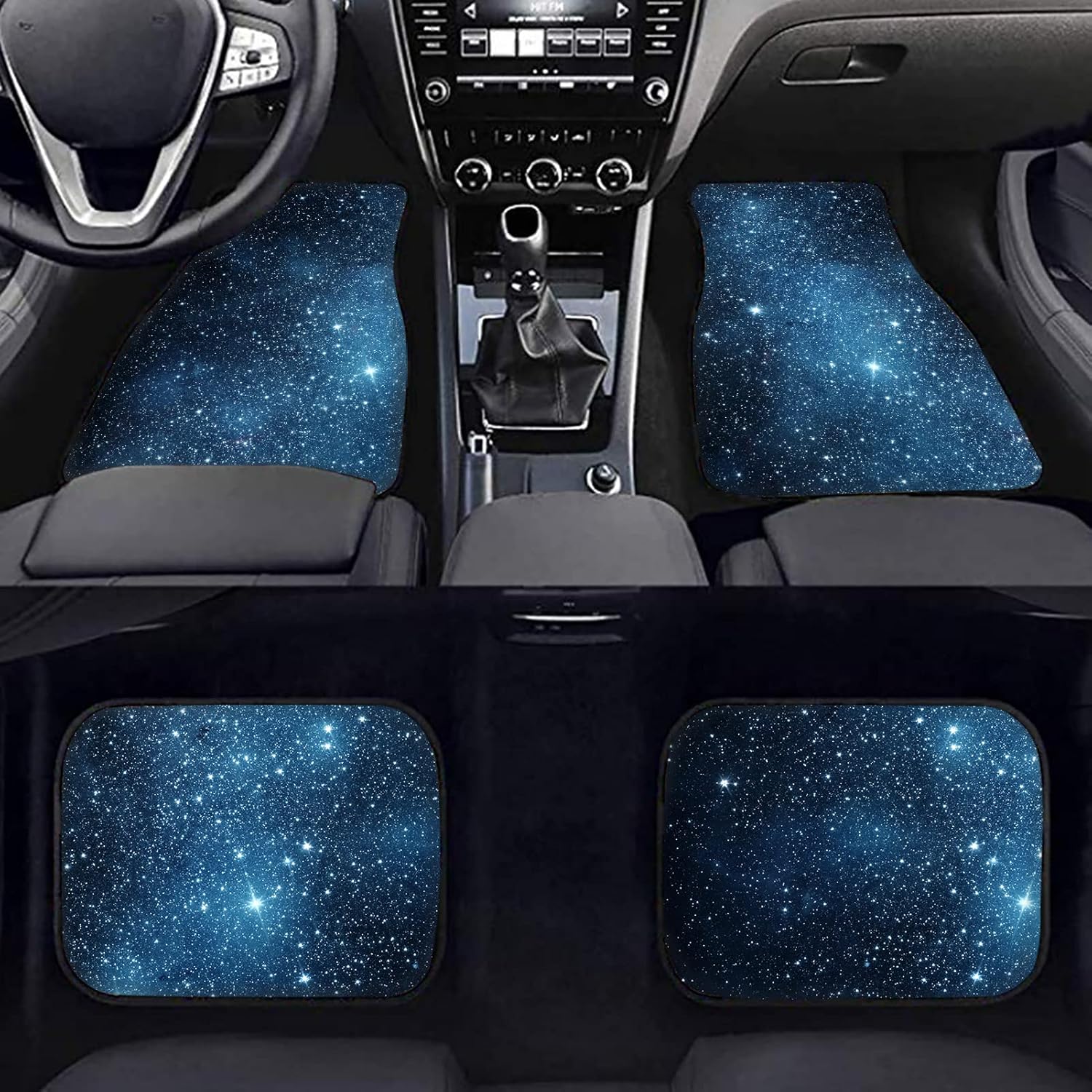 Howilath Blue Galaxy Print Car Mats Set of 4, Floor Mats Universal All Weather Fit Vehicles Accessories