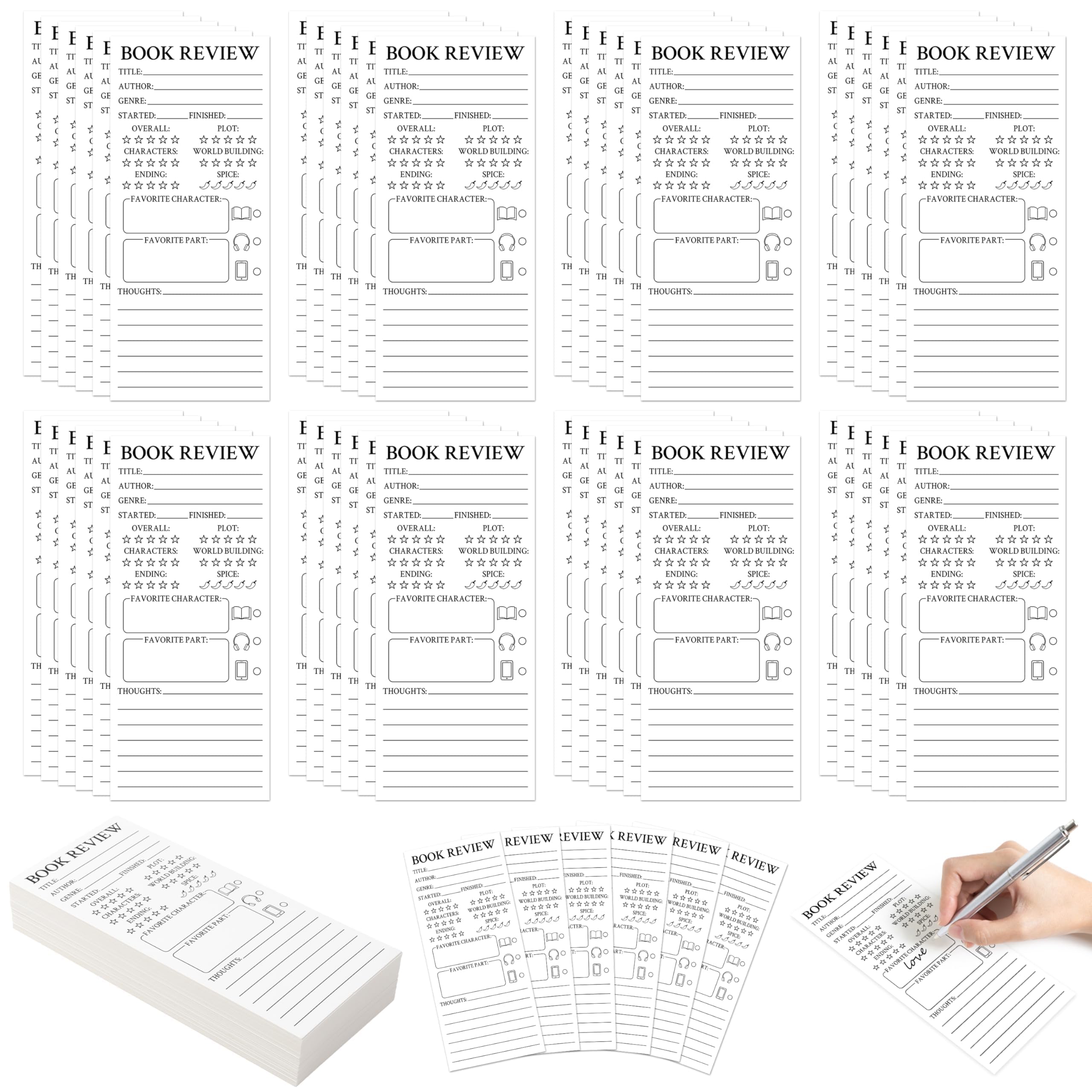 L1rabe Book Review Bookmarks for Readers - 100th Day of School 100 Book Marker Reading Log Page Markers for Bookish Bookworm Gift, Reading Page