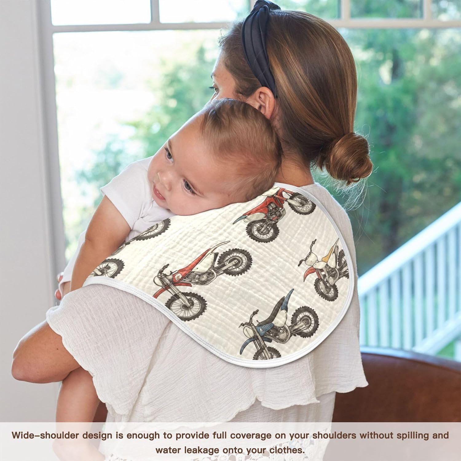 Vintage Dirt Bikes Burp Cloths Baby Boys Girls Absorbent Soft Cotton Burping Cloths Rags, 4 Pack