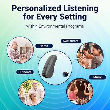 Mach I Pro Wireless OTC Bluetooth Hearing aids for Adults | 312 Replaceable Battery | Stream Calls iOS Android | FSA HSA Eligible | Noise Reduction | Nearly Invisible | USA Customer Care (Charcoal)