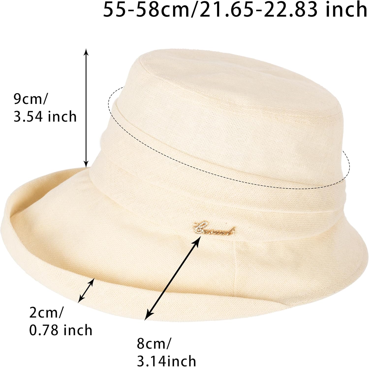 UV-Protection-Sun-Hat Packable Bucket-Hat for Women - Summer Outdoor Breathable Fold-Up Brim Beach Cap for Travel - Image 2