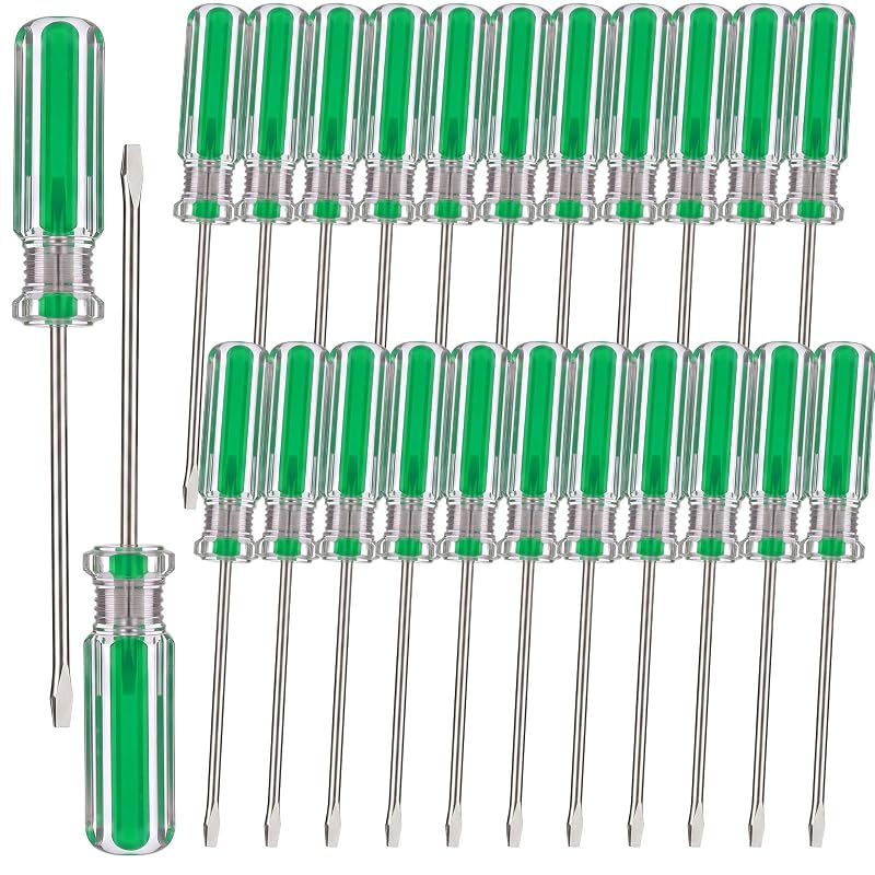Lothee Kit com 50 Chaves de Fenda Chatas Mini 3,0 mm, Haste de 13 cm e Cabo Antiderrapante Verde
