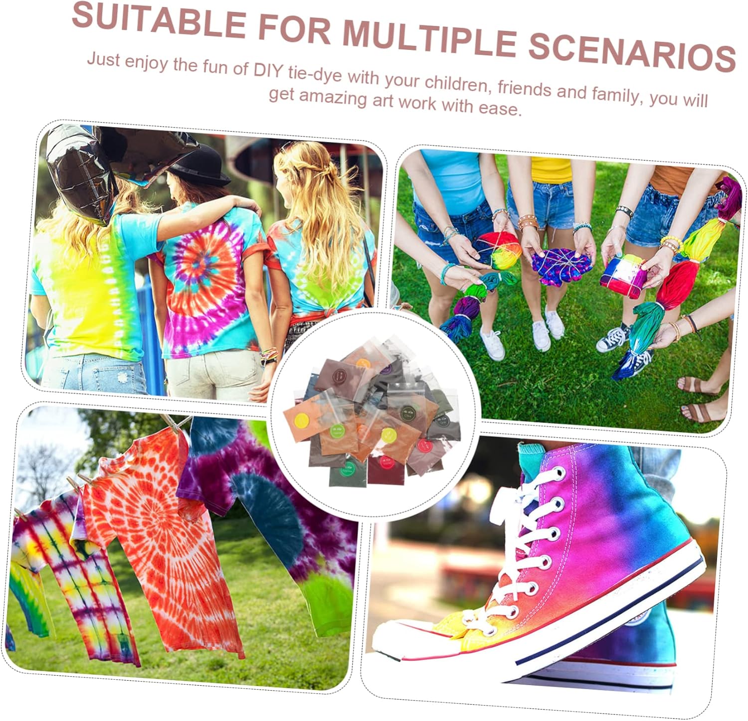 Gadpiparty 32Bags Color Tie Dye Powder Kit for DIY Shirts for Parties and Festivals for Adults Great Family Entertainment Fun Crafting Supplies