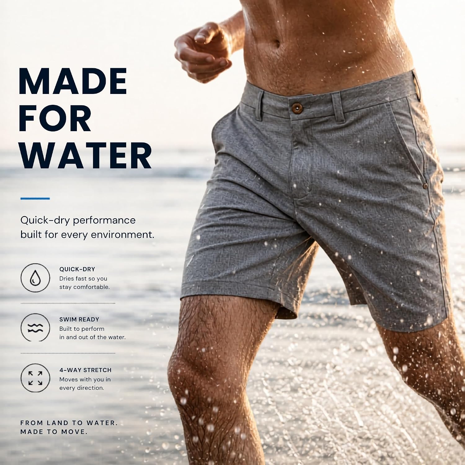 Visive Mens Premium Hybrid Shorts 7” 9” Inseam Cooling Breathable Micro Mesh Ventilated Quick Dry Golf Swim Boardshorts