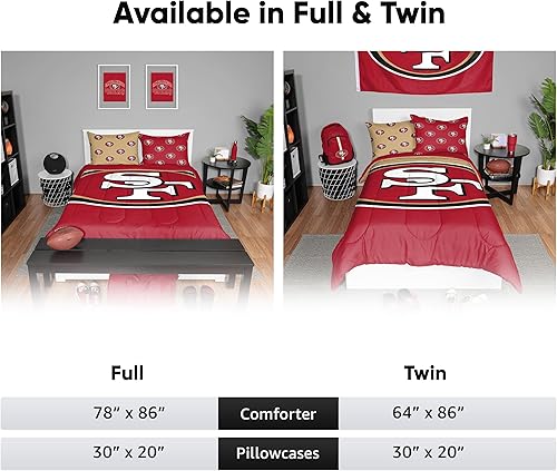 Miniatura 5 de FOCO Unisex-Adult NFL Team Logo Bed in a Bag Comforter Bedding 3-Piece Set