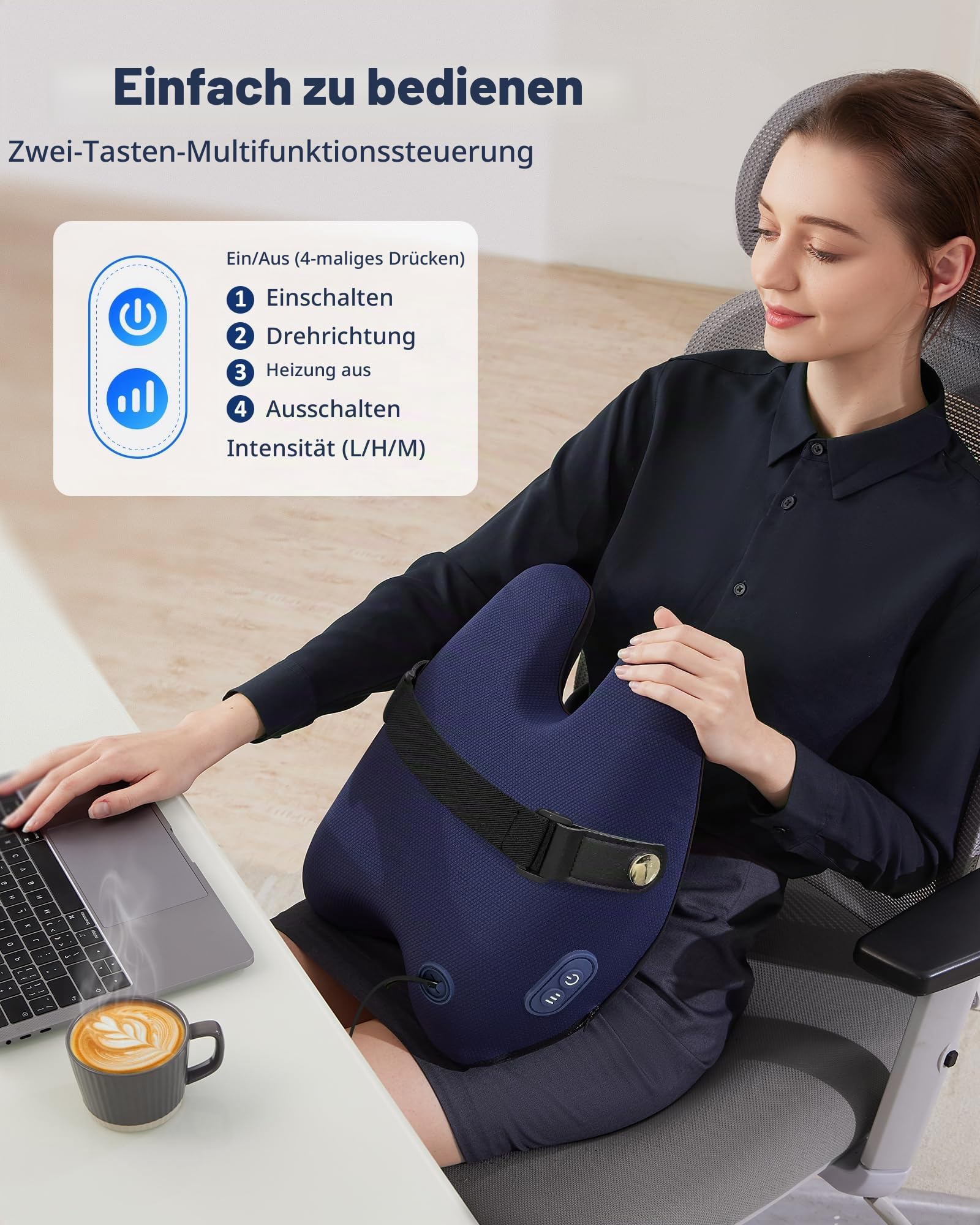 Boriwat Massagekissen, Shiatsu Massagegerät 3 Intensitäten für Nacken Rücken Schulter, Massagegerät mit Wärmefunktion für Frauen Männer Familie
