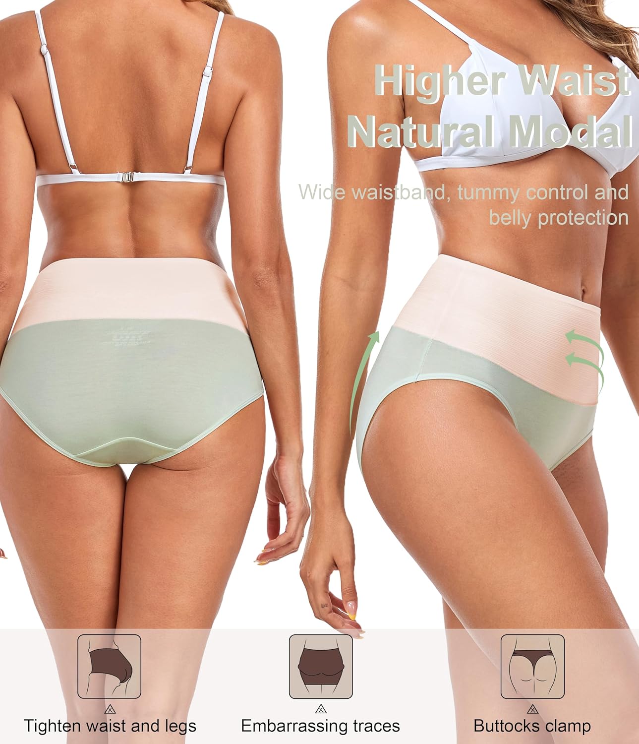 ANLIQI Women's Modal Underwear High Waisted Full Coverage Briefs Soft Stretch Breathable Ladies Hipster Panties Multipack - Image 5