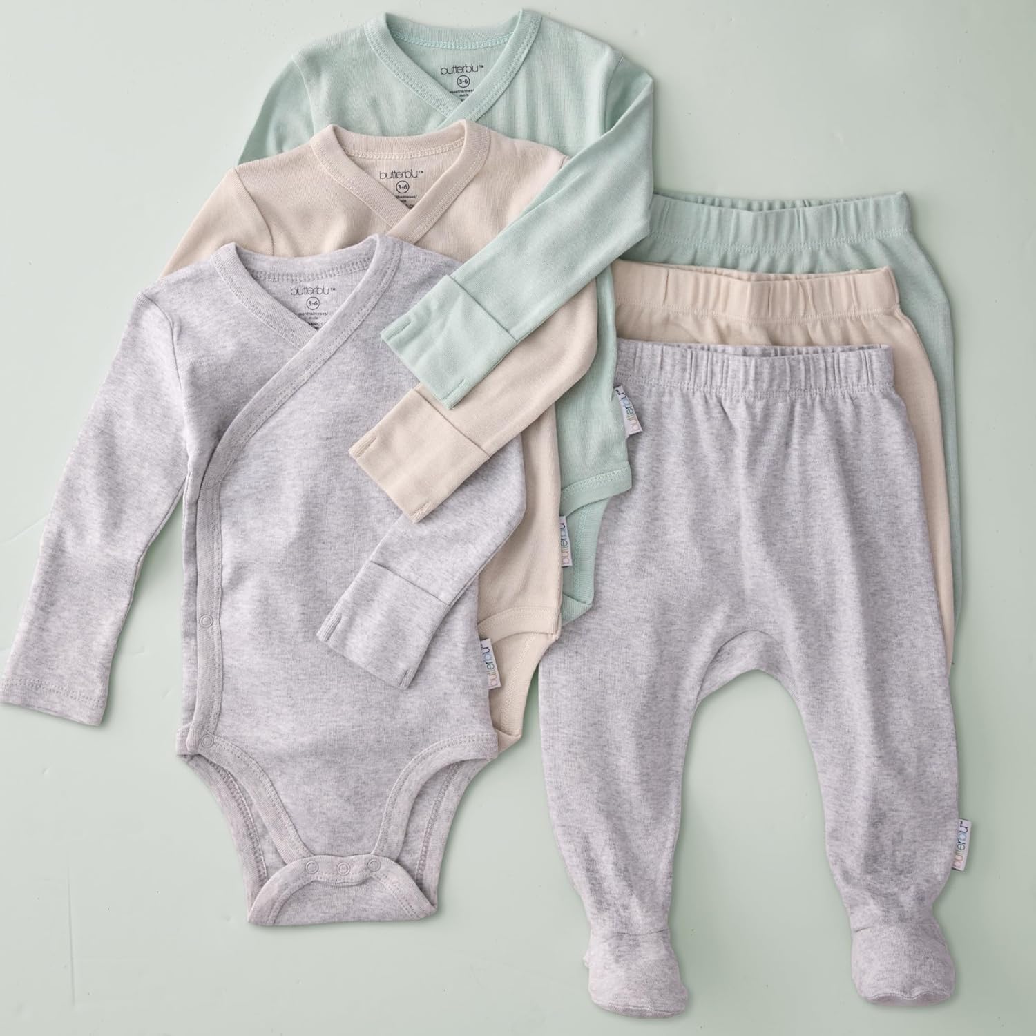 Unisex-Baby Fallon 3-Pack Footed Pants 100% Organic Cotton Bottoms for Baby Boys & Girls - Image 5