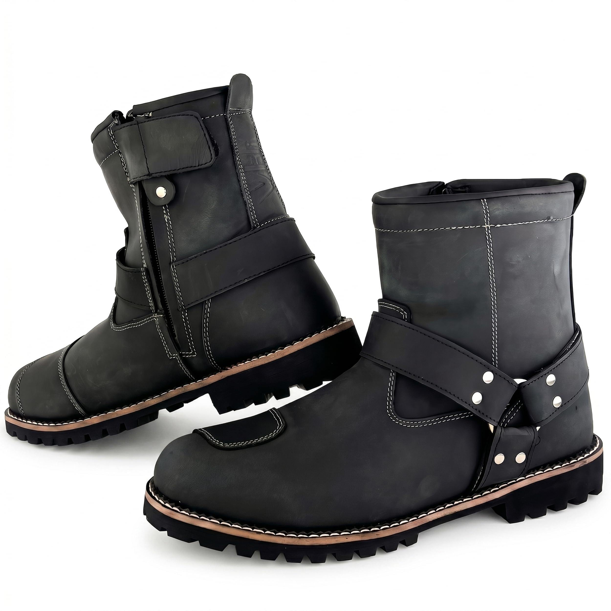 VPR Viper R40 Bottes de moto de tourisme et d'équitation en cuir véritable CE pour homme – Bottes de moto courtes avec membrane imperméable et respirante, chaussures de protection CE EN13634:2020