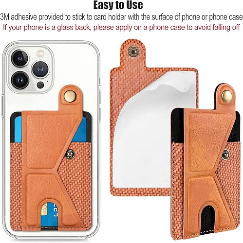 Miniatura 3 de Soporte para tarjetas de teléfono, bolsillo adhesivo 3M para la parte posterior del teléfono, funda de piel sintética, soporte magnético para