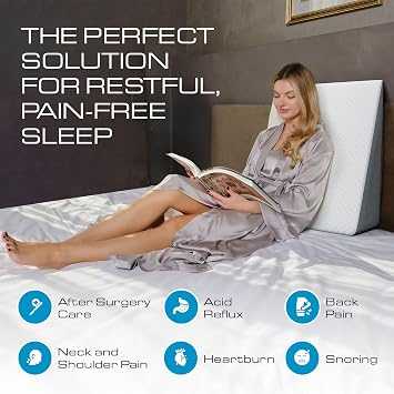 Kolbs Bed Wedge Pillow Chic Jacquard Cover for Sleeping and Acid Reflux, Heartburn (19CM Height Standard Width)