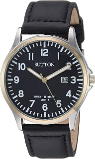 Men's SU/5015BKTT Date Function Two-Tone and Black Leather Strap Watch