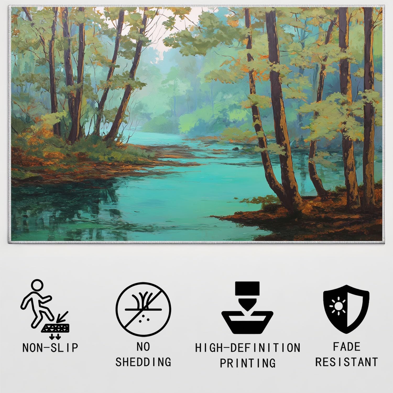 Genérico Dywan do salonu, sypialni, kuchni - 80 x 120 cm, maty z mikrofibry, wygodne, miękkie krótkie włosie, antypoślizgowy, można prać w pralce, zielony, leśny strumień