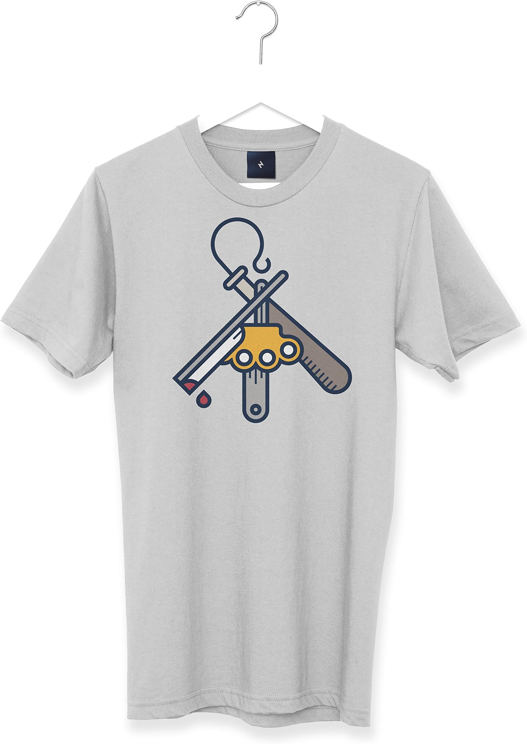 Love Thy Neighbour Graphic Retro Tattoo Men’s T Shirt (X-Large) Cool Grey