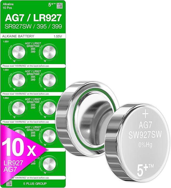 5Plus Group 10 PCS SR927SW LR927 AG7 SR929SW 395 399 1.55V Button Cell Watch Batteries