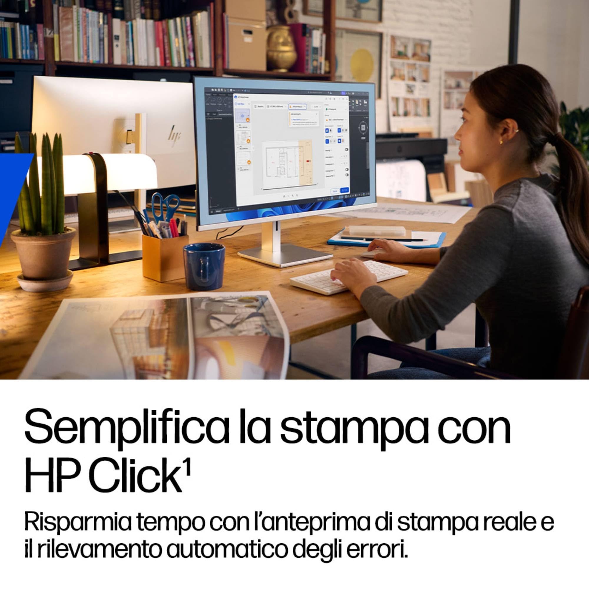 HP DesignJet T870, 61 cm (AM0X9A), Stampante grande formato, Plotter, Multi-formato A4–A1/D, Fino a 120 stampe A1/ora, Wi-Fi, Ethernet, USB, Flex Tech, garanzia 2 anni, Click, nero