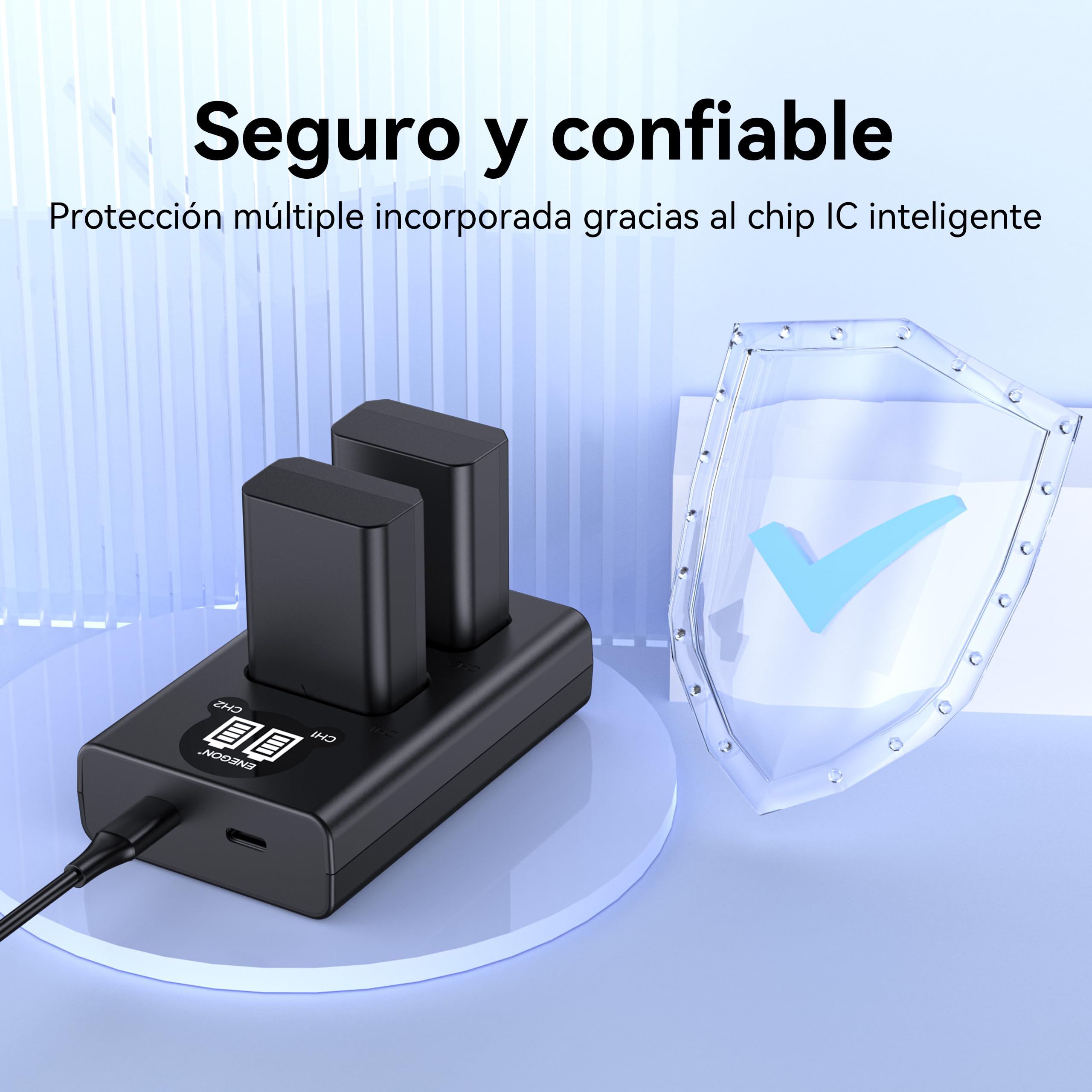 ENEGON Batteries NP-FW50 (2x1300mAh) + Chargeur LCD Intelligent USB Double Entrée – Kit Haute Capacité Compatible avec Sony Alpha ZV-E10, A6500, A6400, A6300, A6000, A7, A7S, A7S II, A5100, A5000