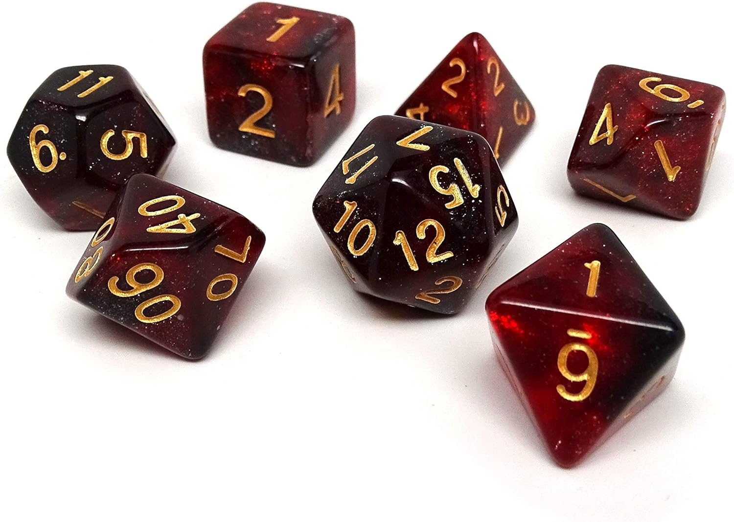 Stardust Plastic Polyhedral Dice Set for Tabletop Games and RPG (Crimson Stardust)