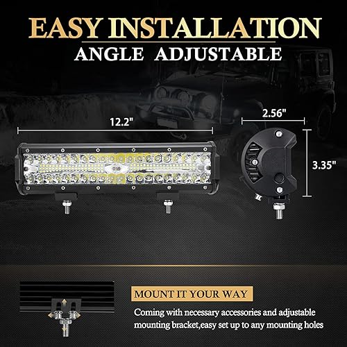 Miniatura 4 de Luces LED para cápsulas, luz de inundación, luz de triple fila, impermeable, luces LED de trabajo y kit de cableado compatible con SUV, ATV, UTV,