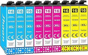 Ink Cartridges Compatible with Epson 16 Cartridges 16 XL Compatible with Epson Workforce WF-2510 WF-2630 WF-2760 WF-2660 WF-2010 WF-2750 WF-2650 WF-2540 WF-2530 (3 Cyan, 3 Magenta, 3 Yellow)