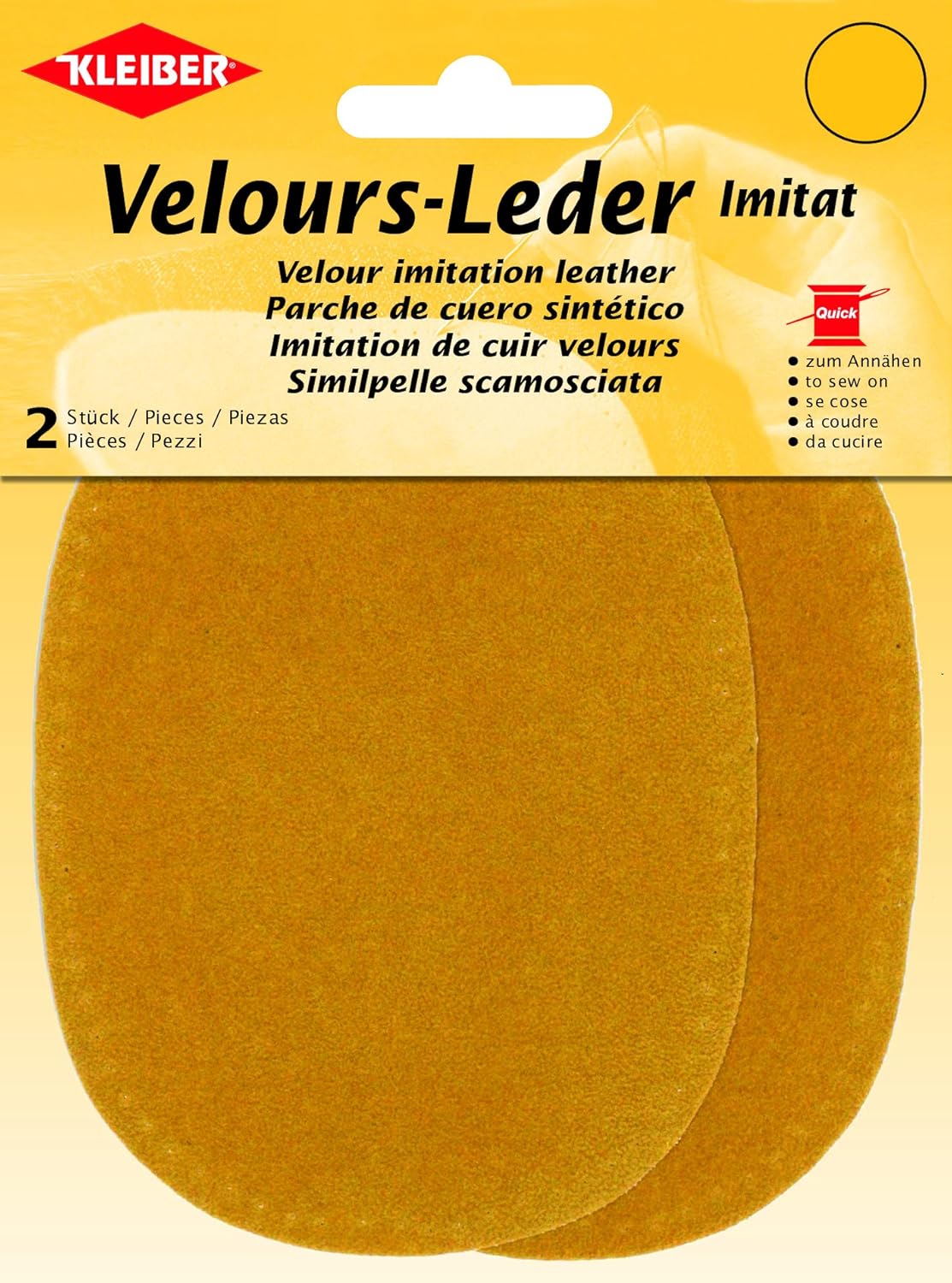 Kleiber Imitation Suede Leather Sew on Knee/Elbow Patches – Oval-12.5cm x 10cm-Citrus Yellow