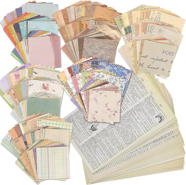 Meetory 417 PCS Scrapbooking Paper, 180 Patterns Vintage Scrapbooking Journaling Supplies, Aesthetic Decorative Stationery Paper, DIY Craft Daily Planner for Writing/Album/Drawing/Travel Journal