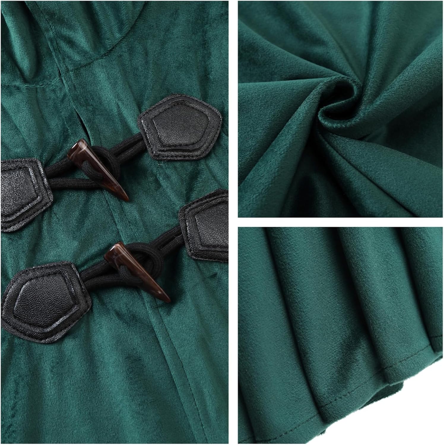 Qtdstz Medieval Hooded Cape, Renaissance Cloak Costume, Dark Green Halloween Cosplay Outfit - Image 6