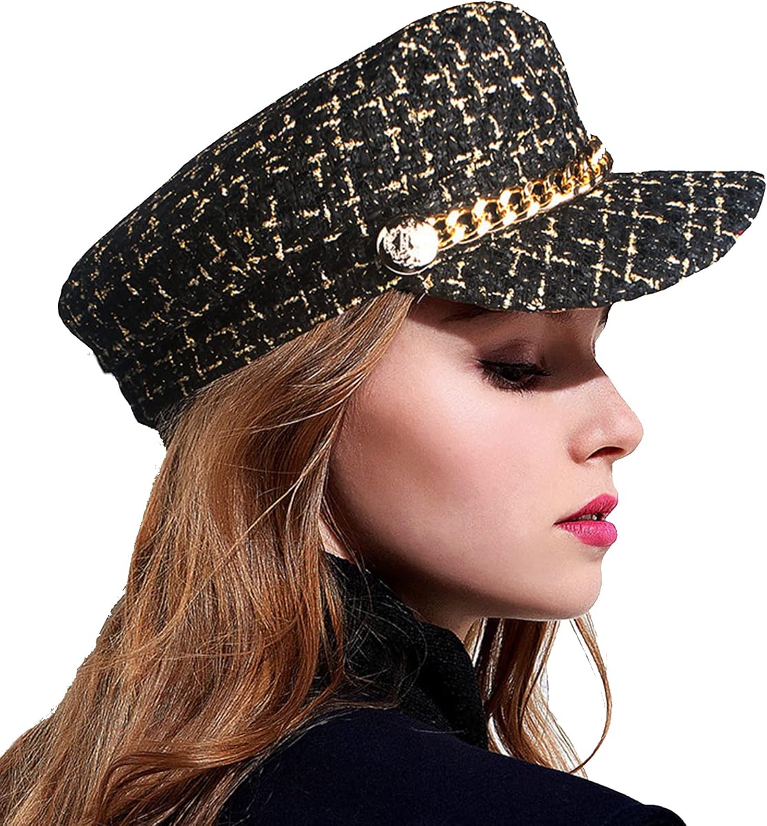 Women Tweed-Plaid-Newsboy Fiddler Cap Classic Cabbie-Berets Hat Winter Fashion Teens Adjustable 55-57CM