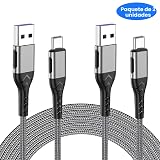Cable USB C Durcord, Upgarded - Paquete de 2 cables de carga rápida USB tipo C de 10 pies para Android/teléfono/tableta/portátil, cargador tipo C, cable USB trenzado compatible con teléfono 17/16/15
