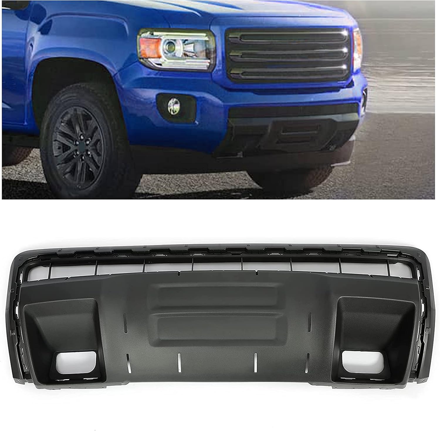 KUAFU Front Skid Plate Compatible with 2015-2021 GMC Canyon Base SL SLE SLT AT4 Elevation Standard 22925741 GM1095209 W/Tow Hook Holes Bumper Cover Molding Trim