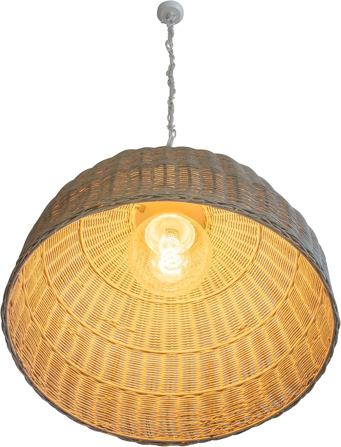 Kouboo All Weather Wicker Outdoor Dome Pendant Lamp - Parent (Antique White)