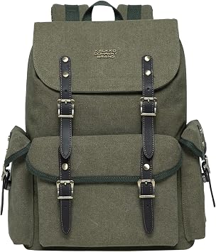 KAUKKO Vintage Casual polyster and Leather Rucksack Backpack