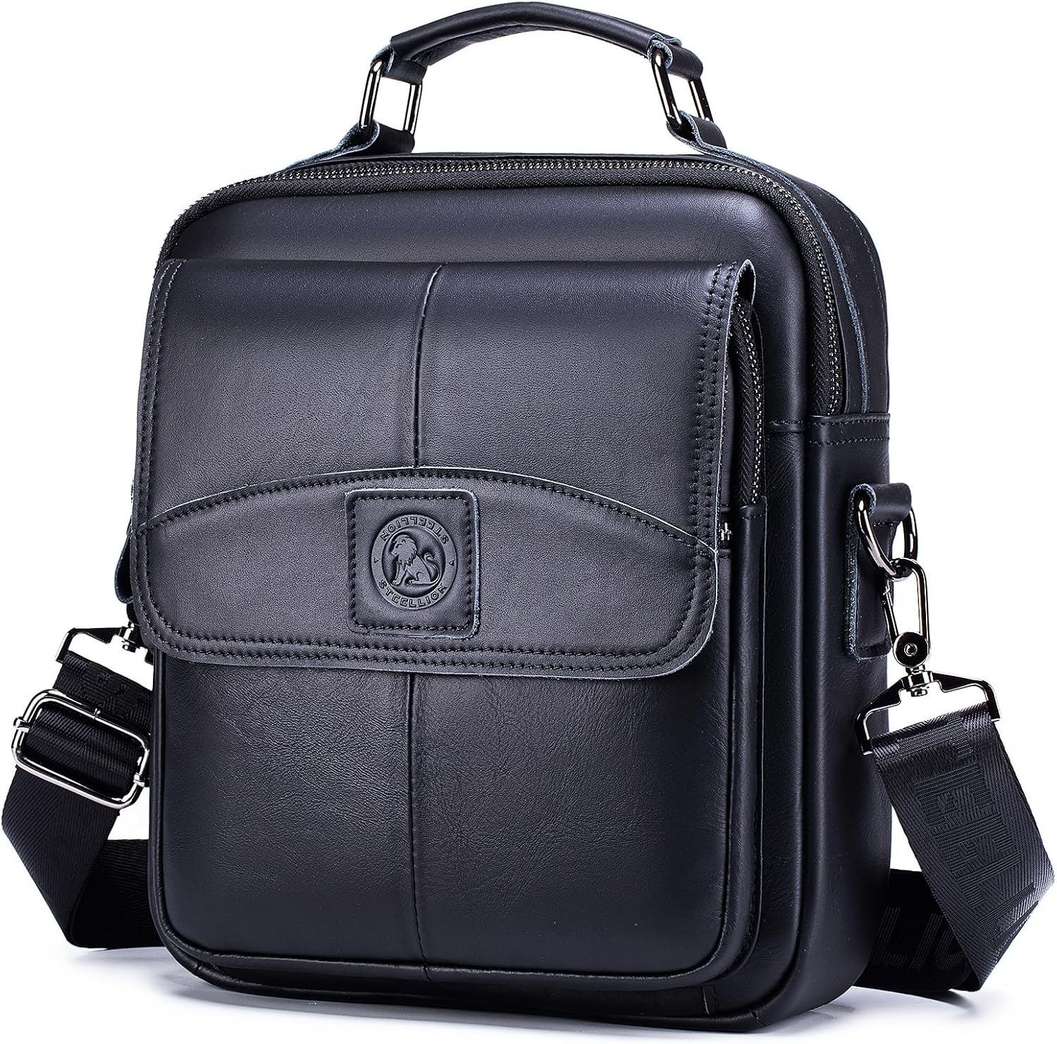 Men's Leather Crossbody Bag, Large Capacity Shoulder Bag