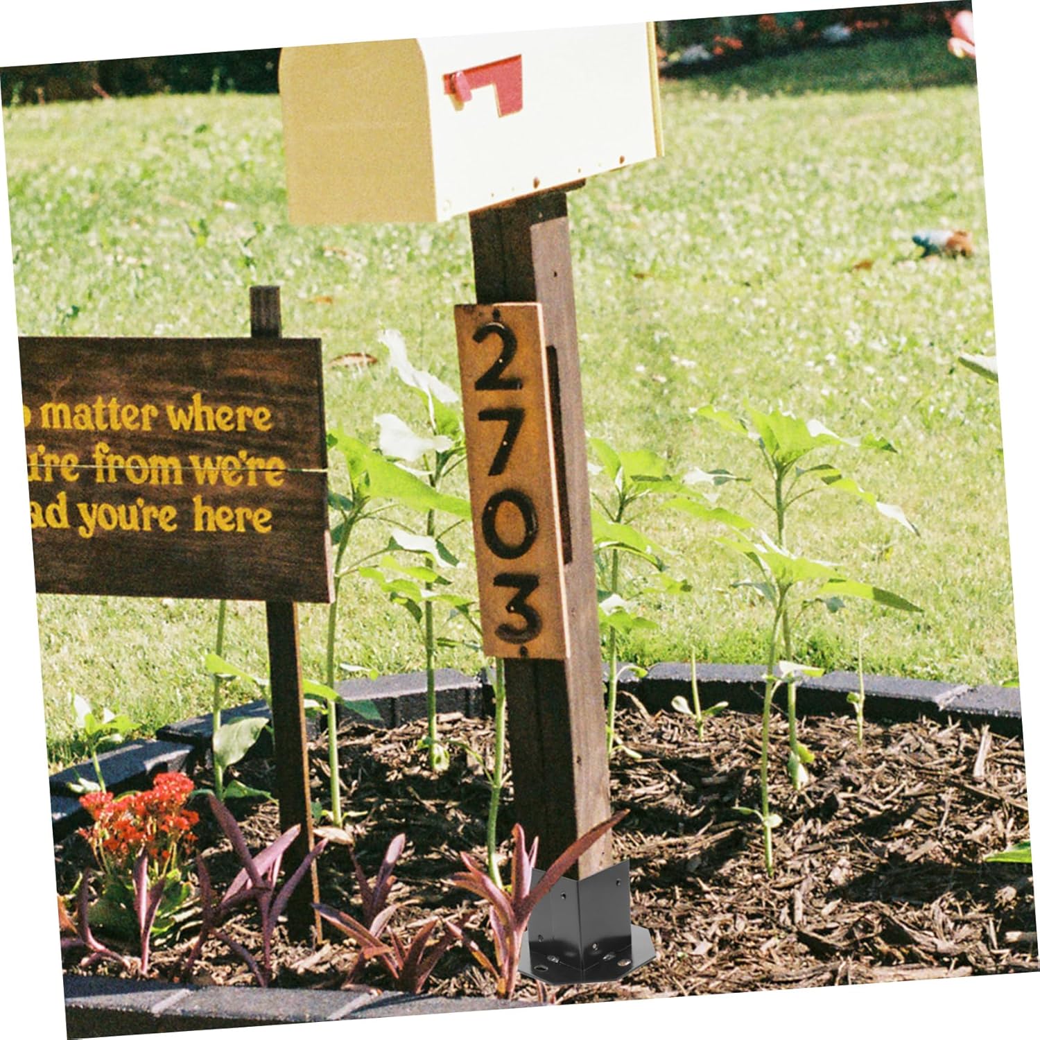 Heavy Duty Mailbox Post Base Protector Waterproof Railing Post Cover for Wooden Mailbox