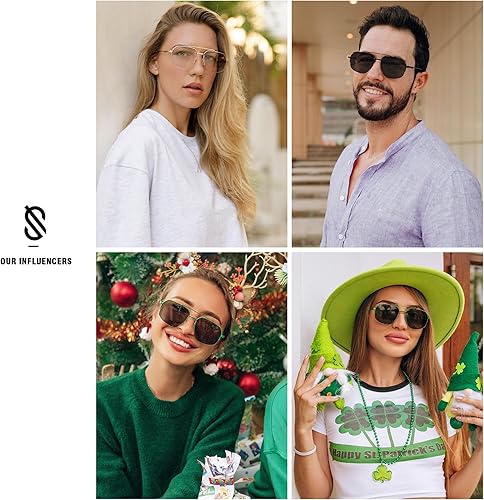 Miniatura 2 de SOJOS Trendy Aviator Sunglasses Mens Womens Retro Double Bridge Metal Semi-Rimless Shades Lentes De Sol Para Mujer SJ1191