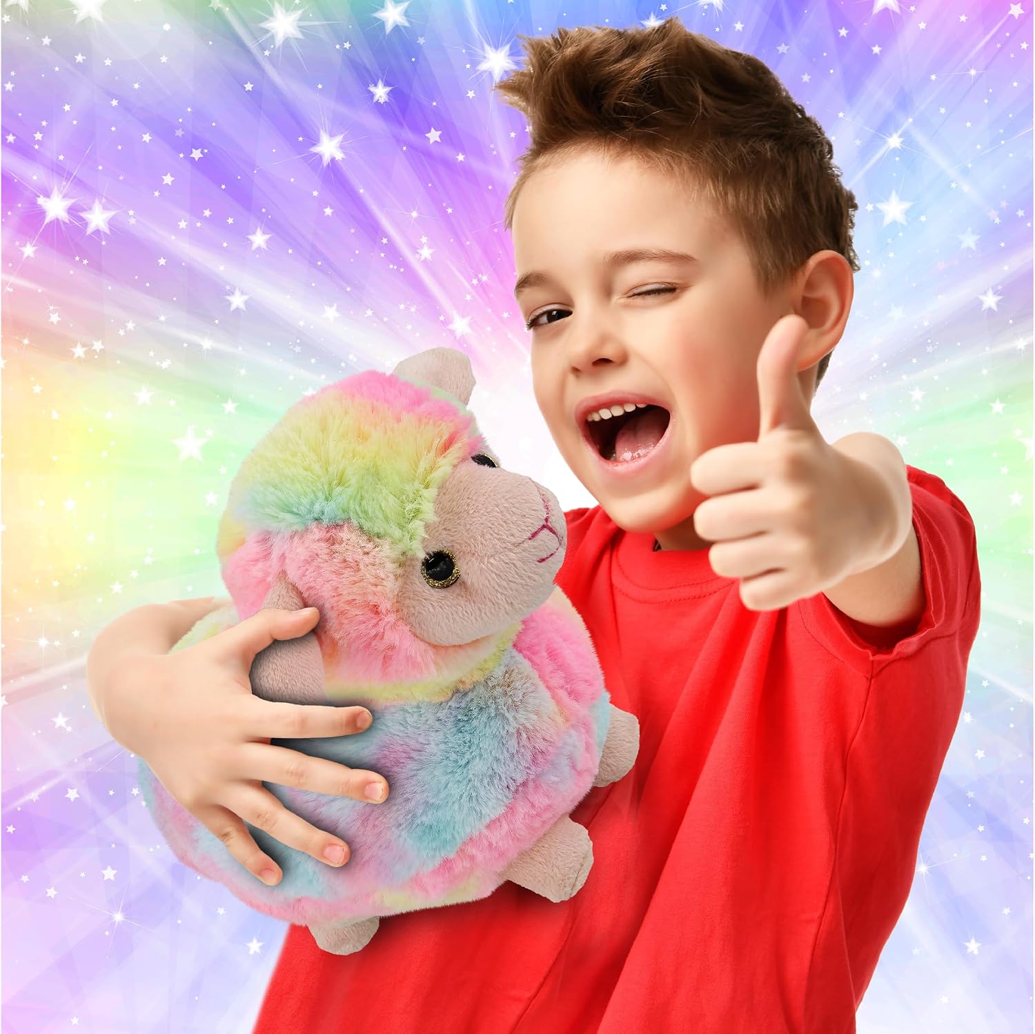 DolliBu Rainbow Sheep Stuffed Animal – Soft Huggable Sheep Stuffed Toy, Adorable Playtime Fantasy Plush Toy, Cute Cuddle Gifts for Kids and Adults – 8 Inch