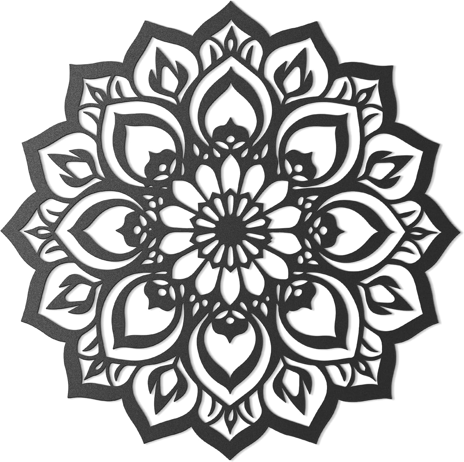 TELIMBIOZA Metal Mandala Wall Art, Black Lotus Flower Design, Spiritual Zen Decor, Boho Wall Hanging, Yoga Decor for Office Women, Bathroom, Craft Room, Bedroom (Design 1)