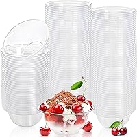 Vista 9 de Tebery Paquete de 100 cuencos de plástico transparente, 10 onzas desechables pequeños para postres para dulces, cuencos duros para ensalada de sopa