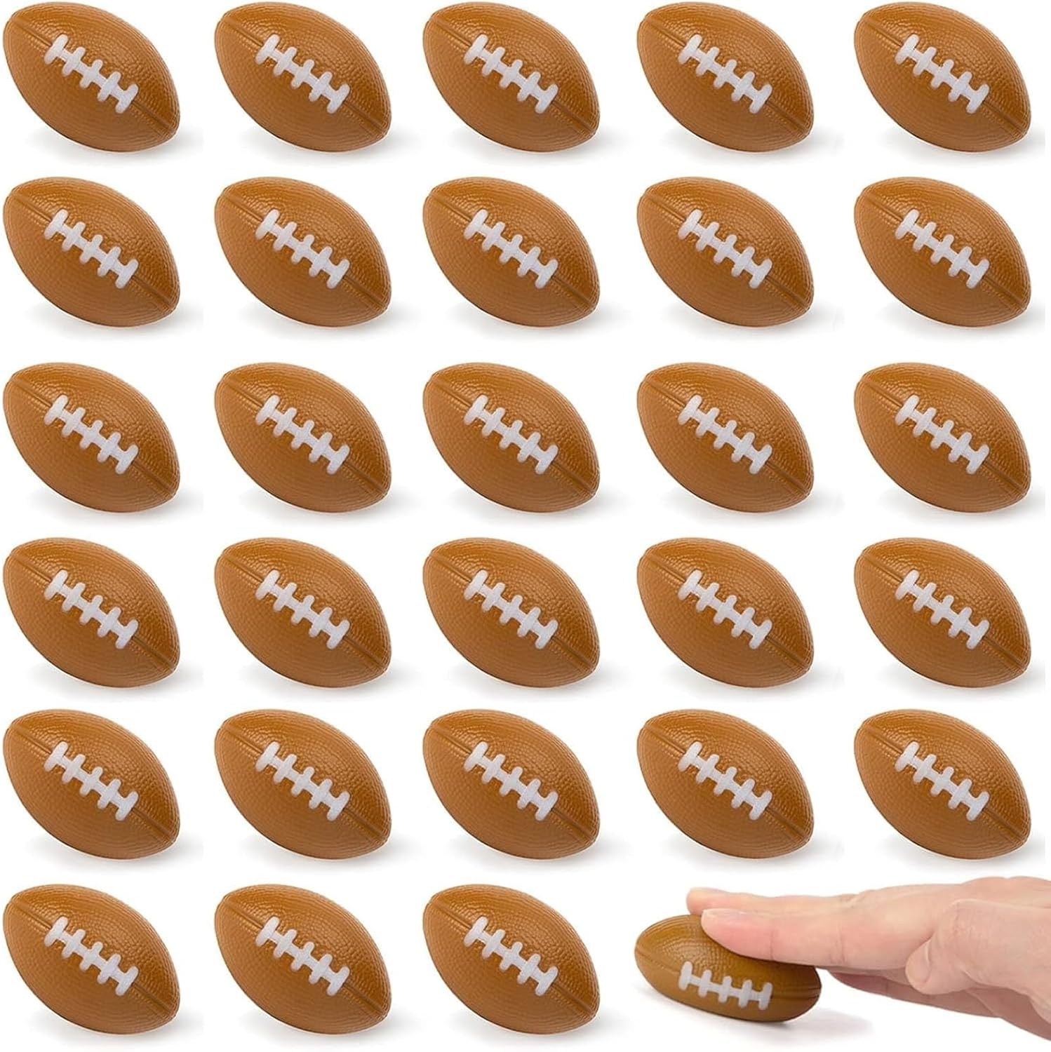 LovesTown Mini Football Party Favors, 28PCS Squeeze Toys Foam Football Stress Balls 2.2 Inch Party Supplies for Kids Birthday Home Decorations